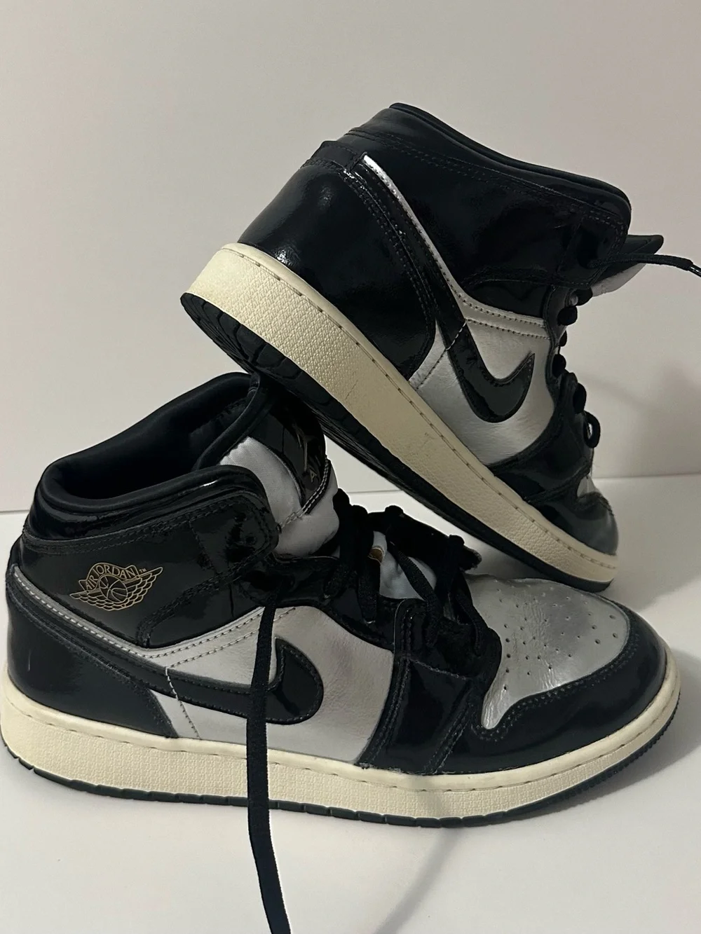 Jordan Kids' Black and Silver High-Top Sneakers with Gold Jumpman